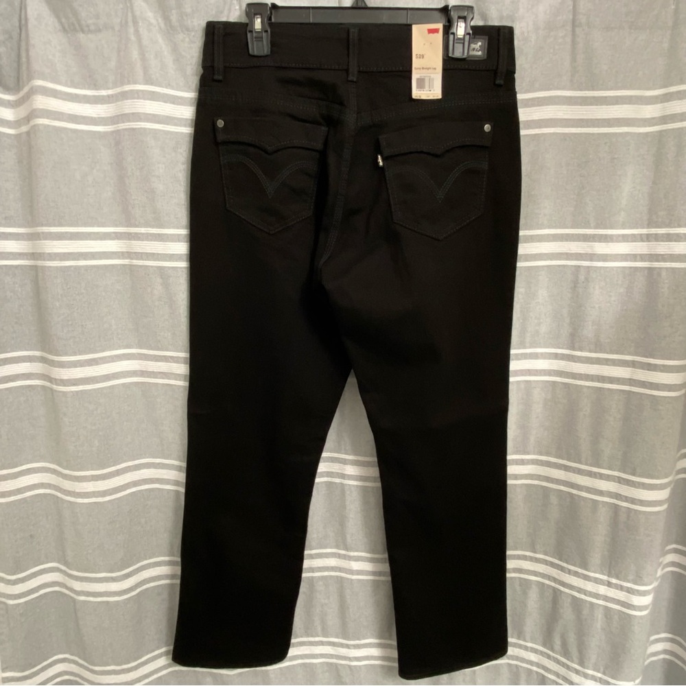 NWT Levi's Ladies Black 529 Curvy Straight Leg Mid Rise Jeans Size 14S/32 - Picture 2 of 12